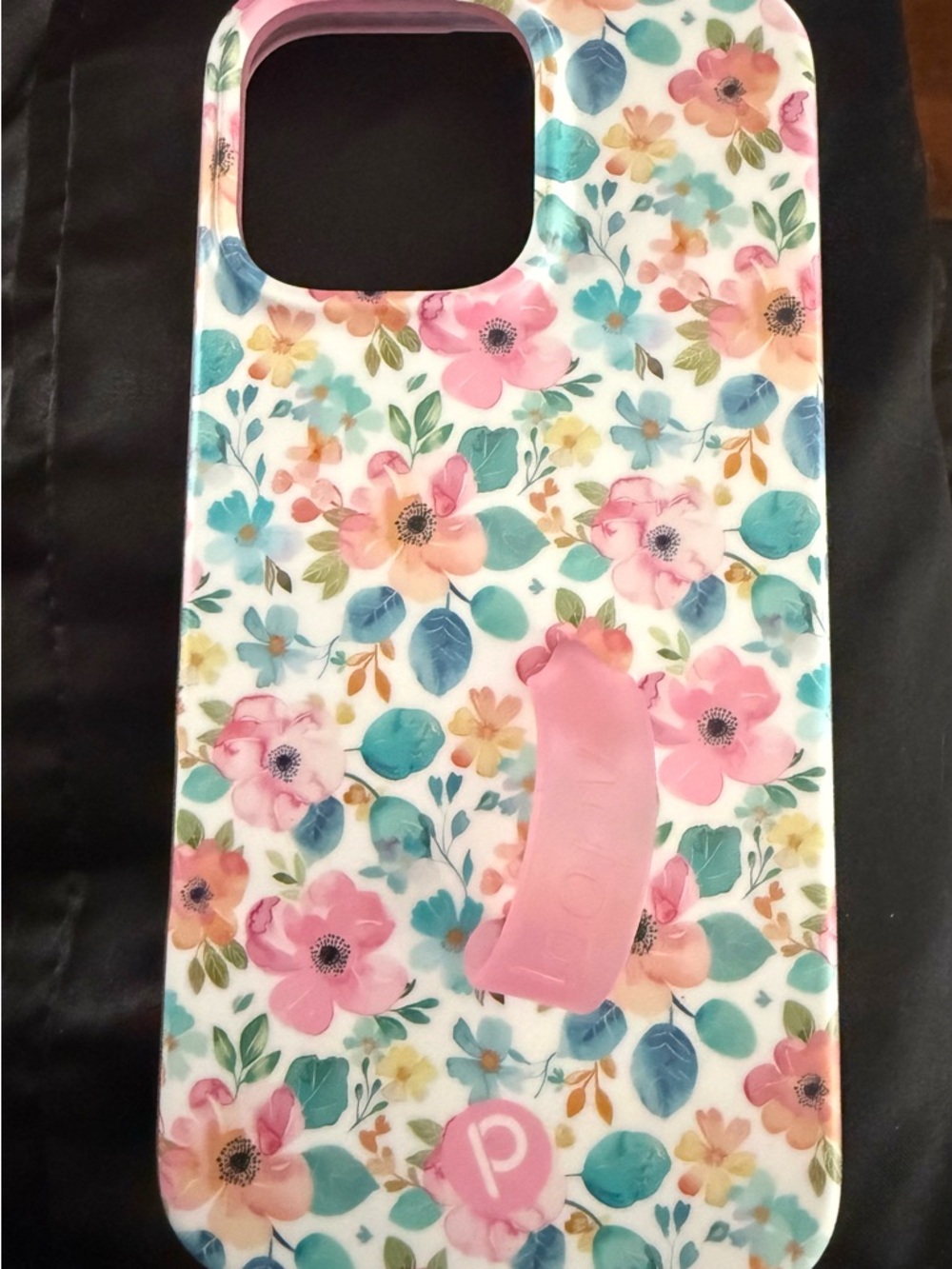 Loopy Case - 16 Pro Max - Pastel Floral Phone Case with Pink Grip (Lefty grip) - Picture 2 of 6